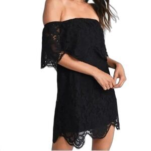 Tobi Size S/P Womens Dress Play For Keeps Lace Off The Shoulder Mini Black